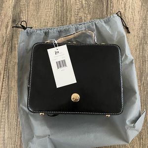 NWT Jessica Moore Black Textured Camera Bag With Crossbody Strap